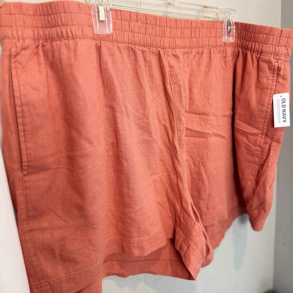 Old Navy Linen Blend Shorts Women's XXL Coral Elastic Waist Pull On NWT
